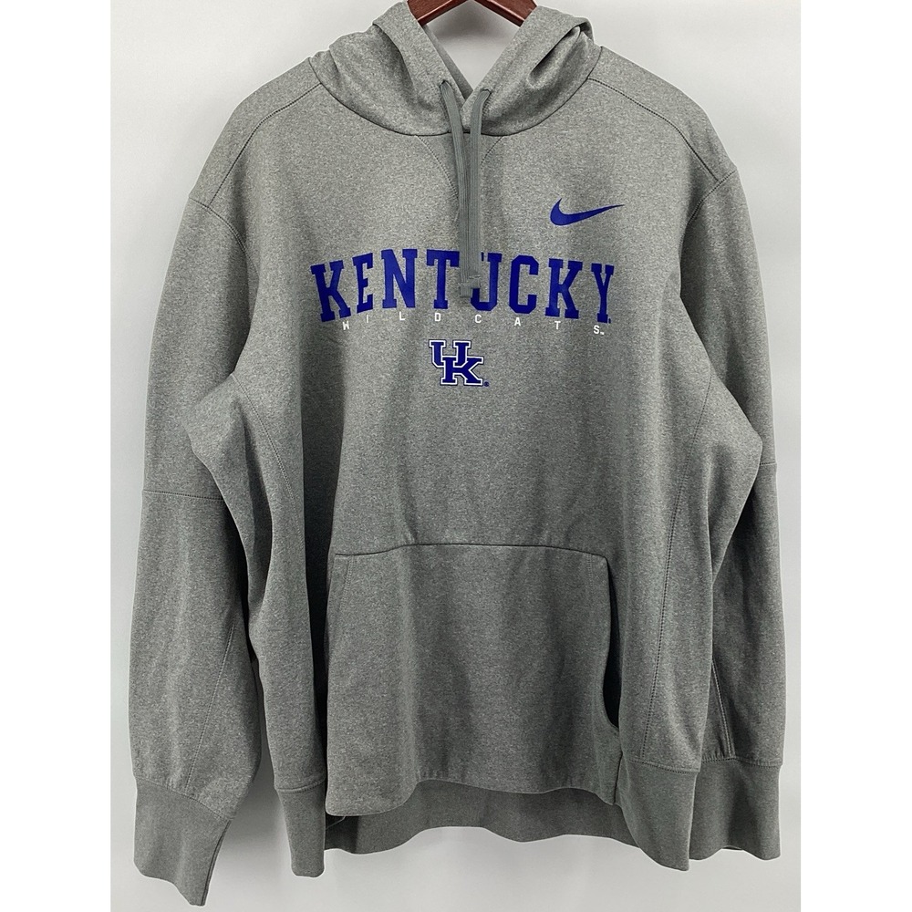 Kentucky Wildcats Hoodie Mens XL Gray NCAA Basketball Nike Dri Fit Pullover